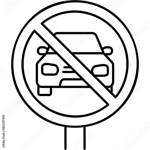 Line Art No Car Icon