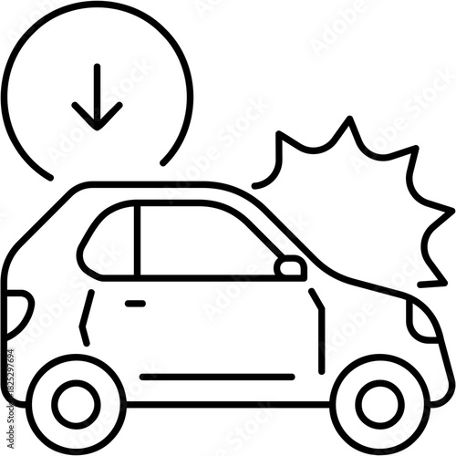 Line Art Reduce Accident Icon