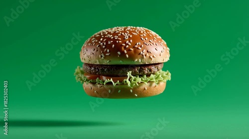 Hamburger Spinning Motion on Green Screen – Burger Fast Food Rotating