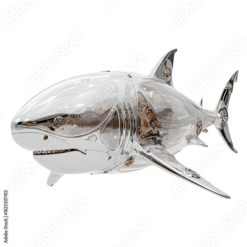 Futuristic Shark Cam Robot – Biomimicry Surveillance Device Isolated