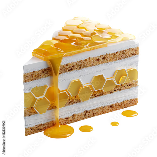 Modern Polygonal Birthday Cake Design on Transparent Background