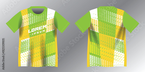 abstract yellow and green background pattern for sport jersey design mockup