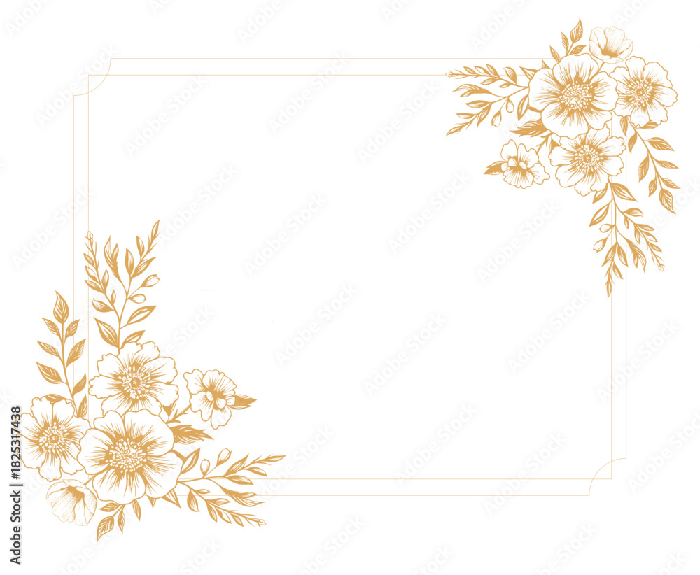Obraz premium golden frame with flowers