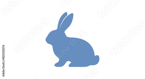 A simple blue silhouette of a rabbit sitting on a white background, depicted as a graphic icon.