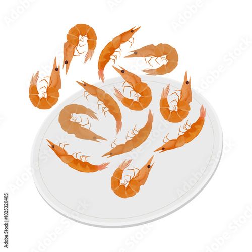 Vector Illustration Logo Clip art Dehydrated Shrimp or Dried Shrimp