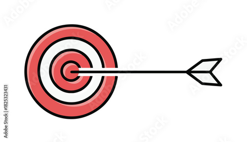 An arrow perfectly hitting the center of a red and white target, symbolizing precision and goal achievement.