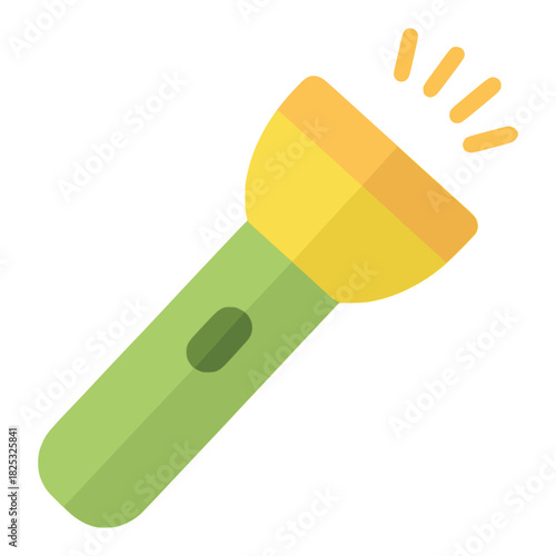 bright flashlight device flat color vector illustration template design