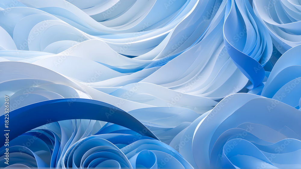 Naklejka premium Abstrakcyjne fale w odcieniach błękitu i bieli
