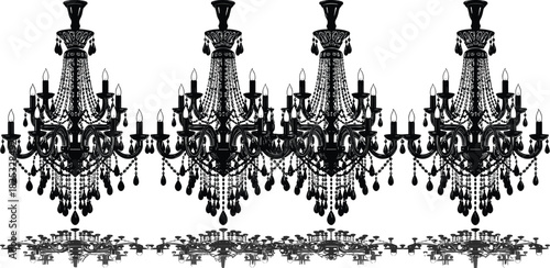 Luxury Lighting, Elegant Interior Decor, Classic Baroque Design, Vintage Lamp Vector Graphic.