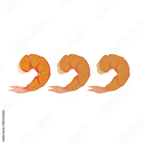 Vector Illustration Logo Clip art Headless Dried Shrimp Isolated 