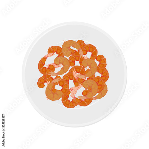 Vector Illustration Logo Clip art Top View Headless Dried Shrimp