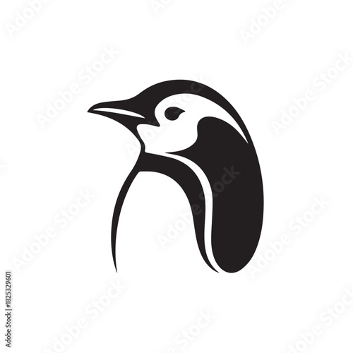 penguin head logo black white vector emblem for branding
