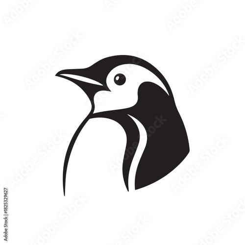 penguin silhouette emblem simple vector badge for web