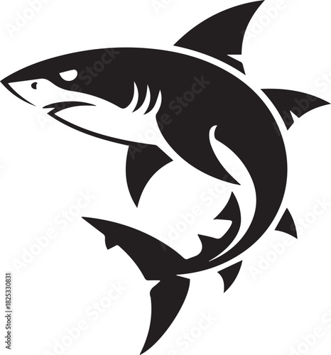 shark silhouette vector art dynamic pose stroke line logo mark