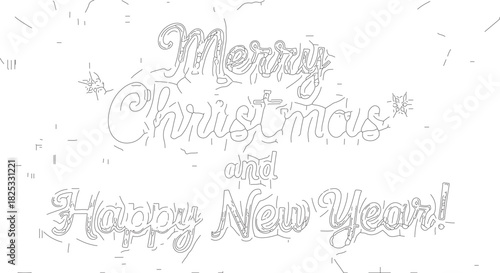 Elegant Merry Christmas and Happy New Year text design with festive elements.