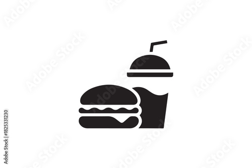 burger meal combo icon for restaurant menu delivery and takeout vector