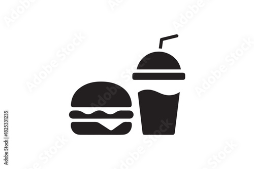burger and drink outline icon for menu signage apps and ui vector pack