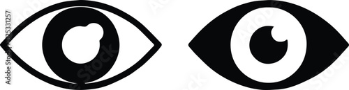eye icon comparison outline and solid vector glyph set for ui branding