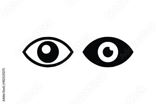 eye icon pair outline and solid vector logo mark for branding use pack