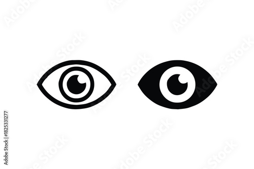 eye icon set outline and filled silhouette for ui ux and print use web