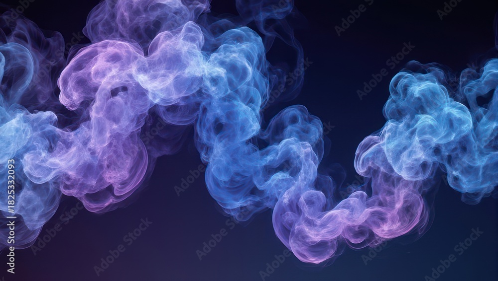 Fototapeta premium Abstract Smoke Art - Swirling Purple and Blue Hues in Dark Ambiance.