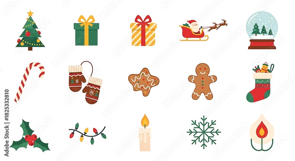 Naklejka premium set icon Christmas design elements, vector white background