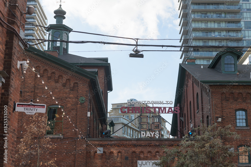 Fototapeta premium countdown to Christmas display at The Distillery Historic District located at 55 Mill St, Toronto