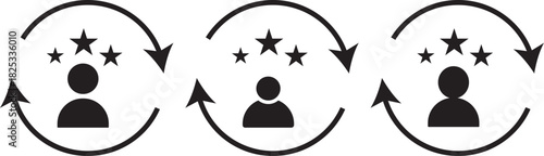 Customer product rating with stars vector icons symbol, Customer satisfaction icon Graphic vector, rating signs, customer reviews sign illustration,
