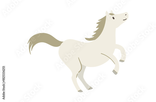 illustration of a white horse standing up and looking up