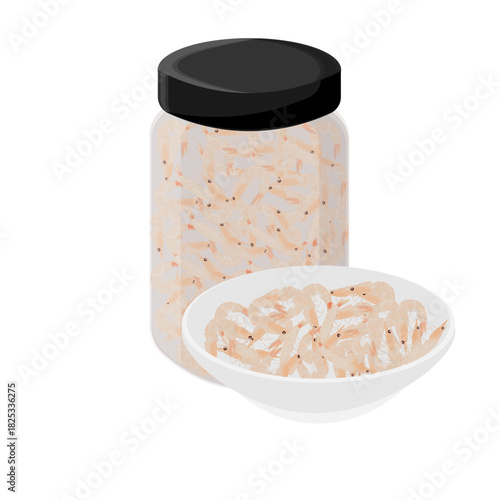 Vector Illustration Logo Clip art Saeujeot Salted Fermented Shrimps on a Jar