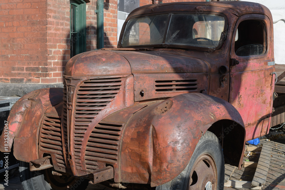 Fototapeta premium old Fargo delivery truck at The Distillery Historic District, Toronto