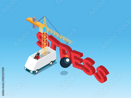 Stress Management and Emotional Burden Reduction 3d isometric vector illustration