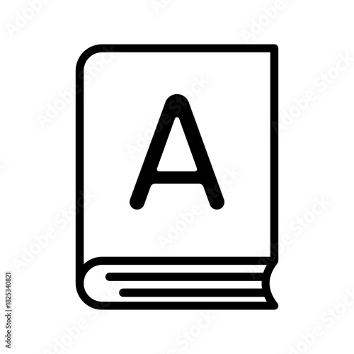 Lineart dictionary word book language reference education glossary.
