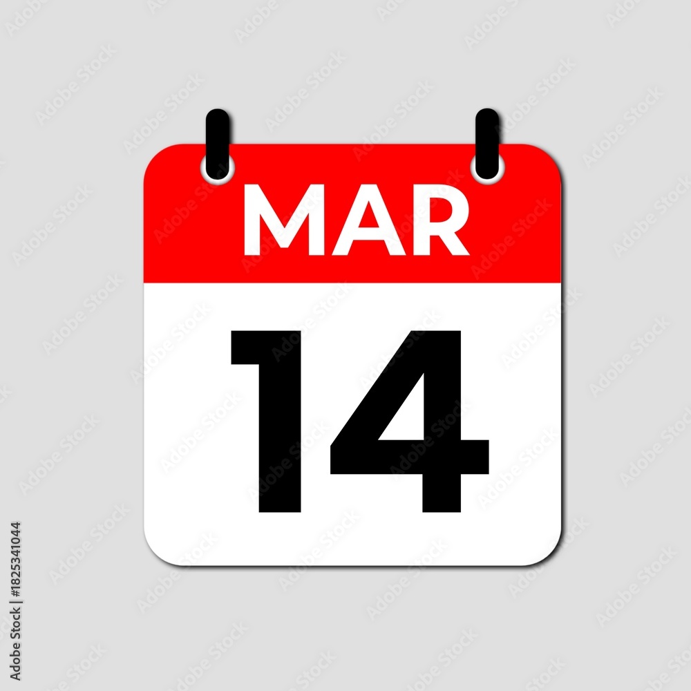 Fototapeta premium Calendar Icon Showing March 14th. Date Reminder Symbol for Pi Day and Event Planning Vector