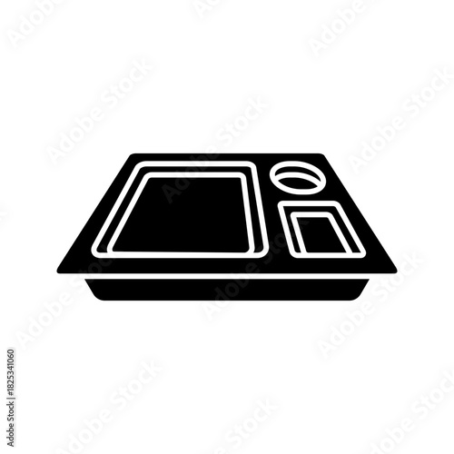 Cafeteria food tray and healthy school nutrition icon.
