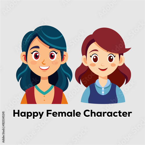 Happy Female Character Illustration