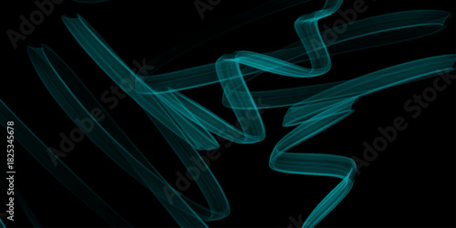 Abstract blue swirling smoke vapor against on dark background. Abstract blue wave background, energy, motion. Green smoke abstract on black background for design, 