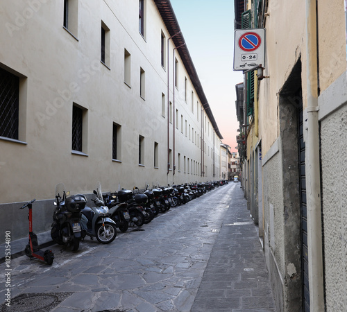 Narrow Street with s and in Florence, Italy