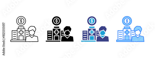 Hospital icon set multiple style collection