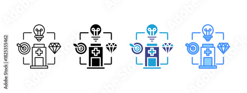 Hospital icon set multiple style collection