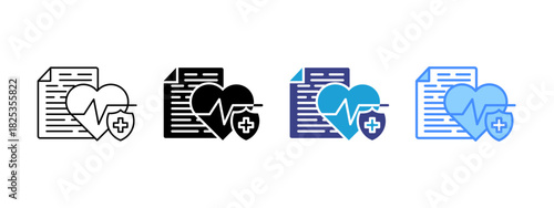 Health Insurance icon set multiple style collection