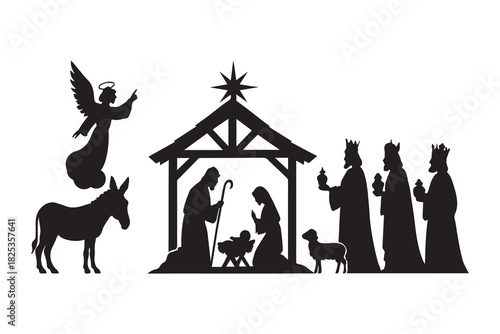 black silhouette of navity night