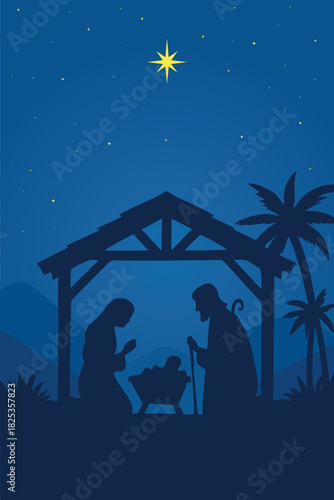 silhouette of holy night background