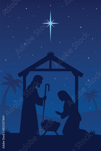 silhouette of holy night illustration