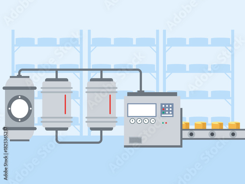 Technology cheese food production. Food industry vector illustration. Flat illustration concept.	