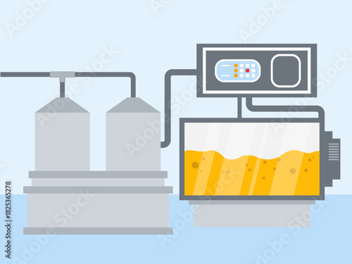 Sweet orange juice production stages. Food industry vector illustration. Flat illustration concept.	