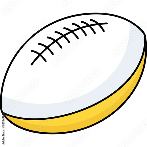 White and yellow American football with black laces on a transparent background representing a sports ball used in games and athletic competition