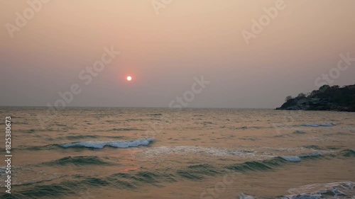 Beautiful tropical beach and sea landscape at sunrise time
