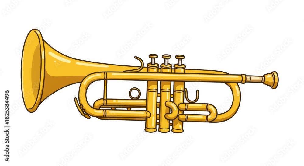 Fototapeta premium Illustration of a golden trumpet musical instrument isolated on white background