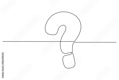 Continuous line drawing of question mark on horizontal line concept design